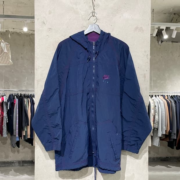 나이키 에어 네이비 로고 나일론 윈드 브레이커