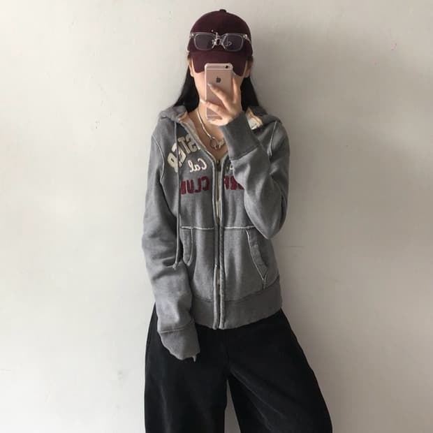 홀리스터 자수패치 로고 후드집업