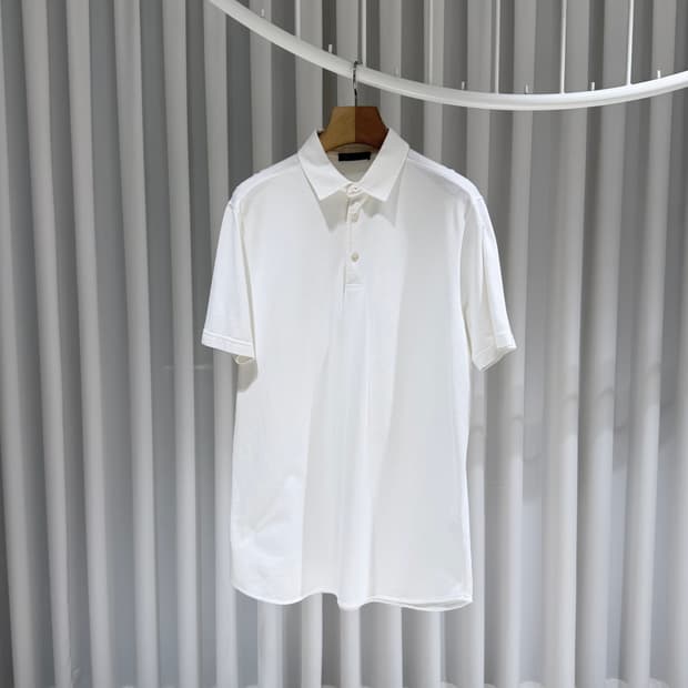 (A+/L) / 로로피아나 폴로 카라넥 코튼 반팔 티셔츠 화이트