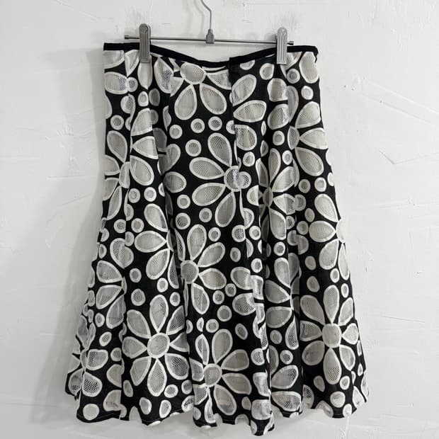 flower mesh midi skirt