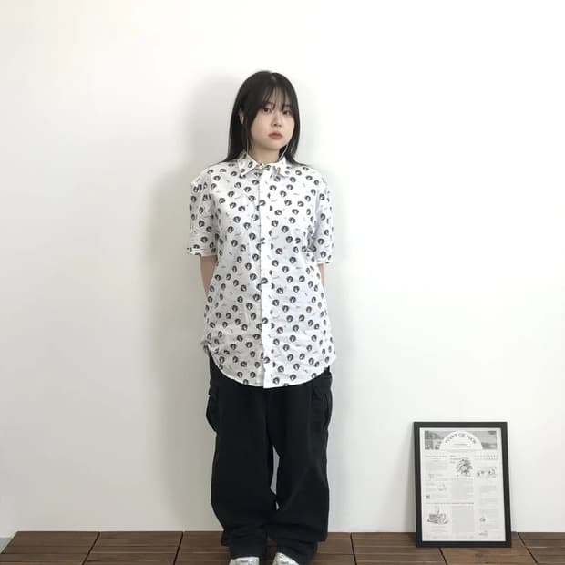 Desigual Pattern Button Shirt White