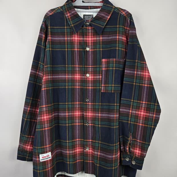 [무료배송]퍼스텝 L 남성 오버핏 코튜로이 골덴 체크 셔츠