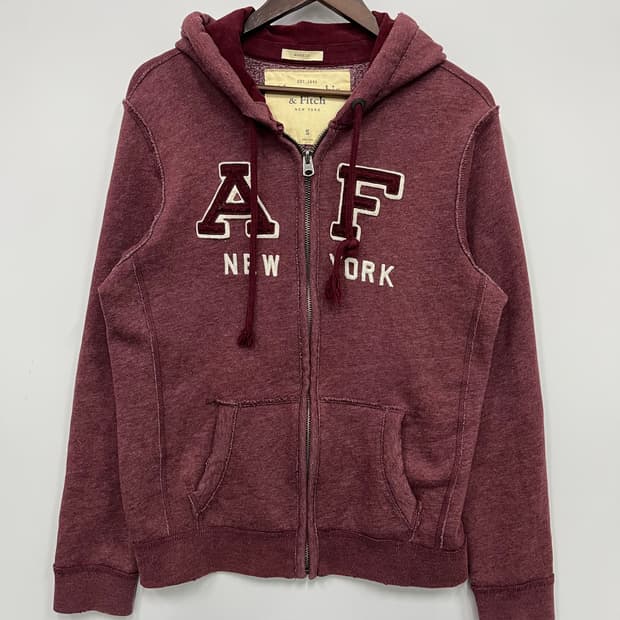 아베크롬비 버건디 후드집업