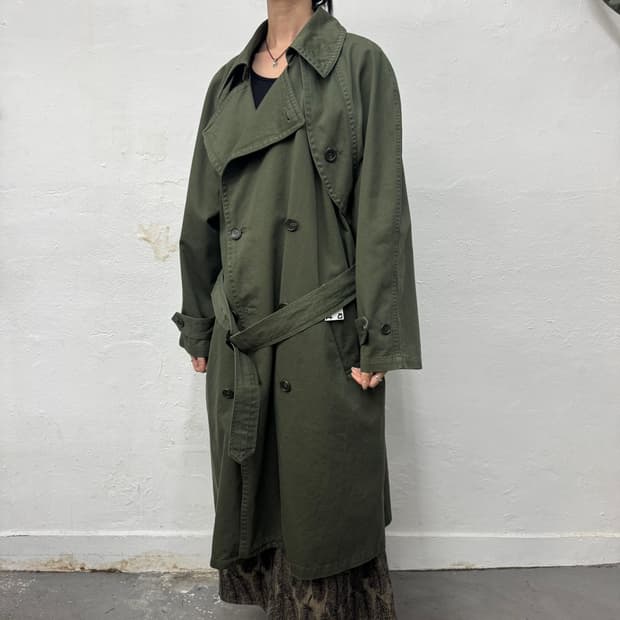 Oriens by 저널스탠다드 올리브컬러 코튼 오버 벨티드 트렌치 코트