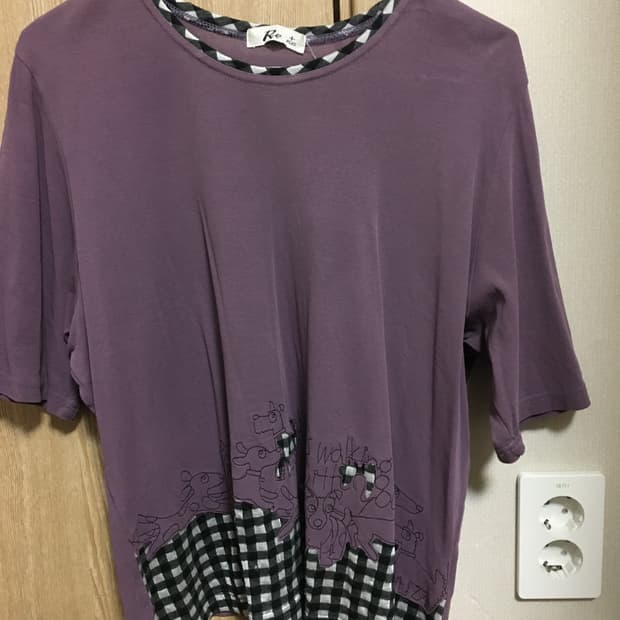 일본 빈티지 보라색 반소매 