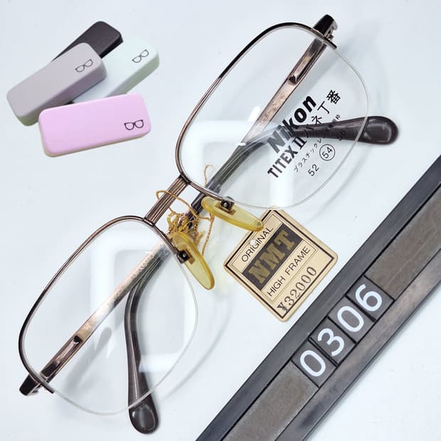 일본 빈티지 데드스톡/니콘 FB8327TS 54mm 반무테 티타늄 안경테