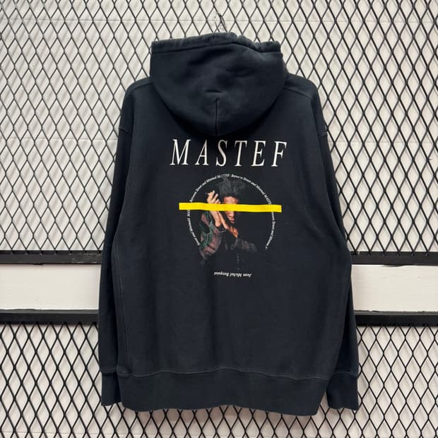 챔피온 스웻셔츠 후드 리버스위브 MASTEF 백 프린트 포인트 블랙