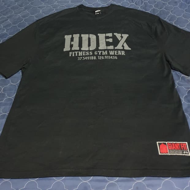 (24ss) HDEX 피트니스짐웨어 자이언트핏 코튼 반팔티 블랙(3XL)