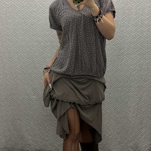 빈티지 코지 러블리 시어 아방 도트 블라우스 반팔티 K0038