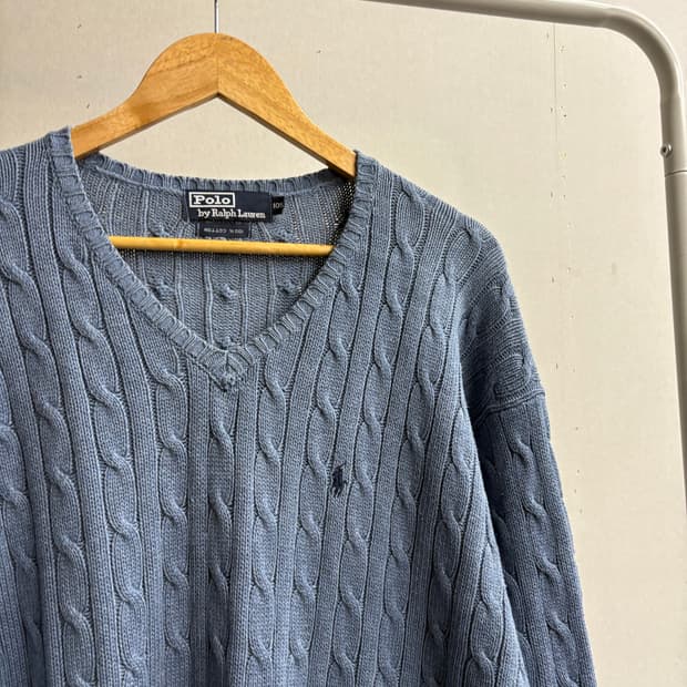 폴로 꽈배기 코튼 니트