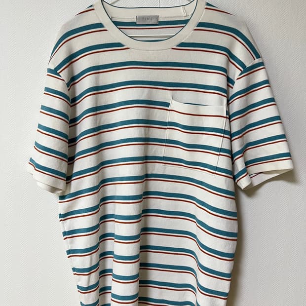 타임옴므 스트라이프 니트 반팔 티셔츠 105