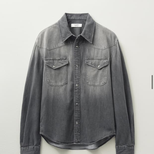엘무드 테리 데님 셔츠 실버블랙 