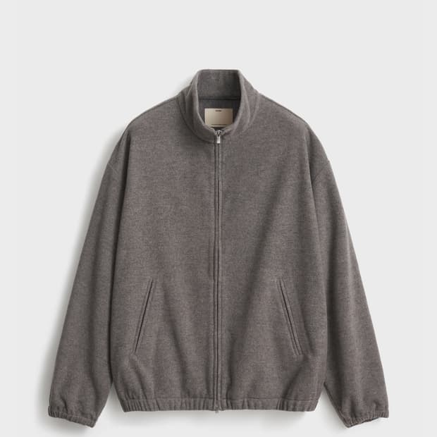 포터리 울 캐시미어 하이넥 집업 자켓 차콜 4사이즈
