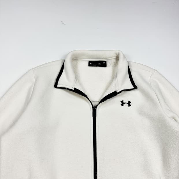 언더아머 로고 루즈 화이트 후리스 자켓 (XL)