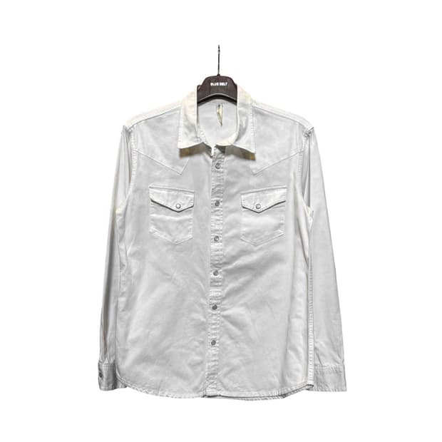 JPN VINTAGE 웨스턴 코튼트윌 버튼셔츠 요크컷 디테일 오프화이트