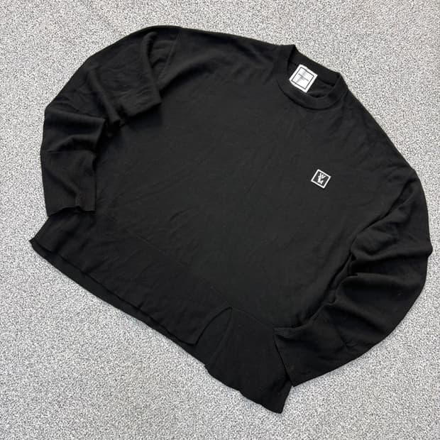 110 우영미 남성 스퀘어라벨 울 니트 0423J