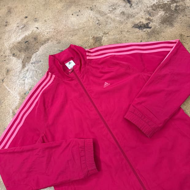 아디다스 핫핑크 딸기우유 바람막이 