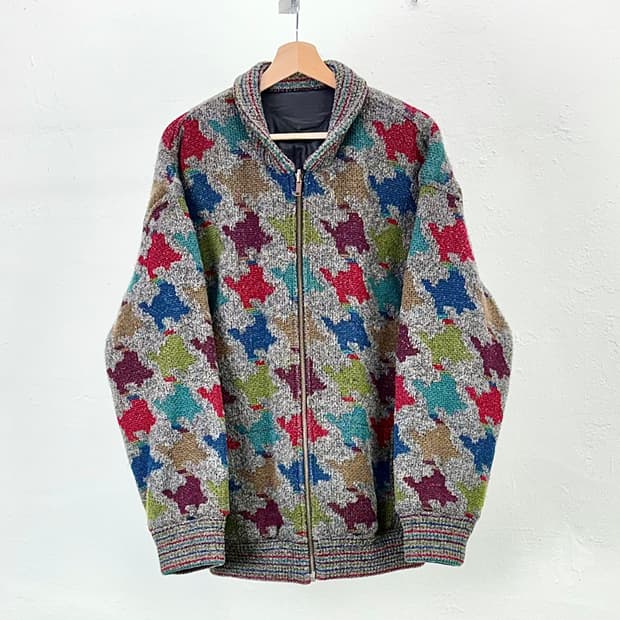 미쏘니 스포츠 멀티 셰브론 리버서블 퀼팅 니트 집업 자켓