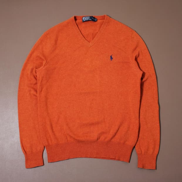 Polo 폴로 랄프로렌 오렌지 브이넥 니트