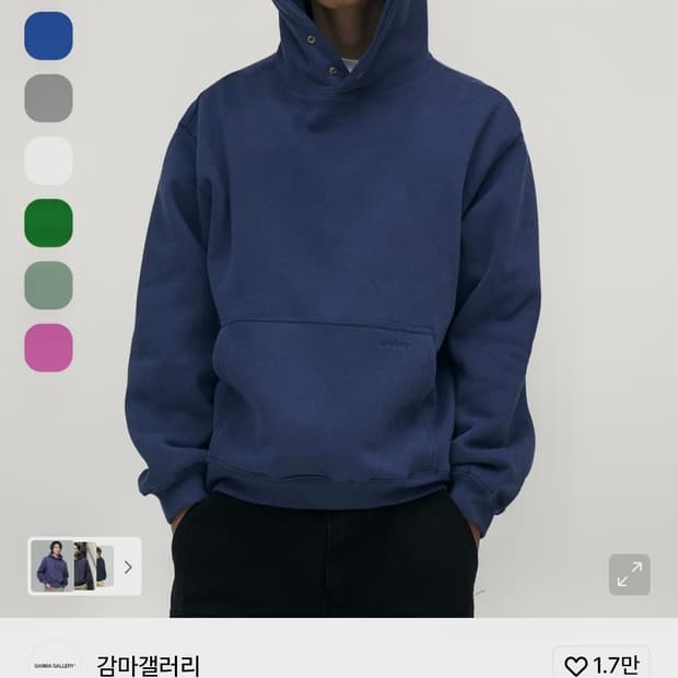 감마갤러리 플레인 스냅 후드티