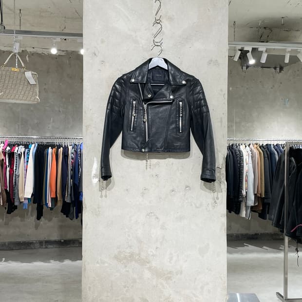 언더커버 블랙 카우하이드 레더 더블 라이더 자켓