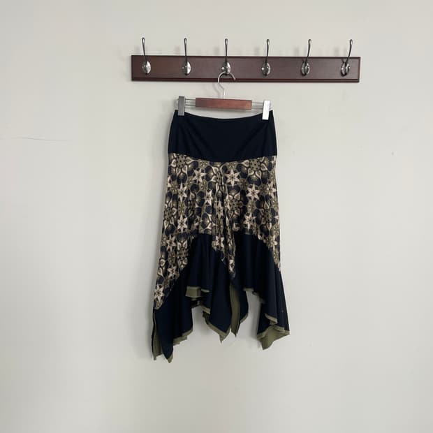 겐조 패턴 비대칭 스커트
