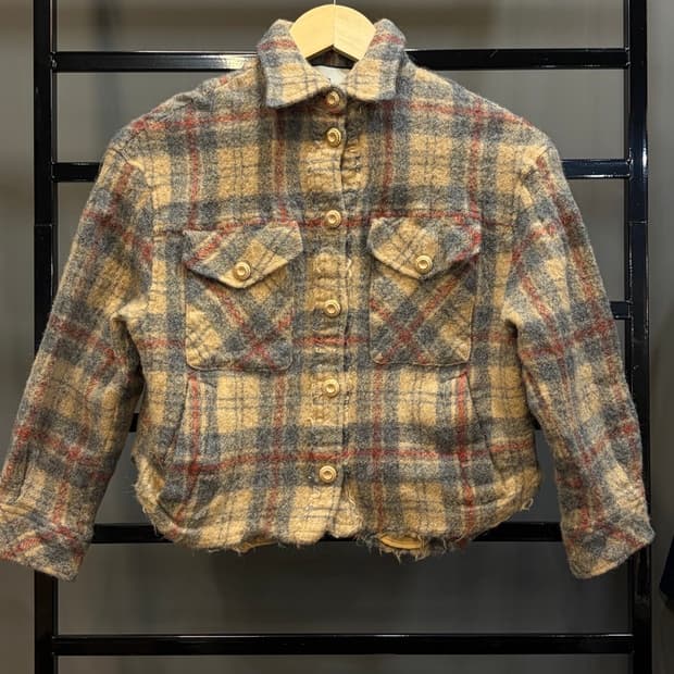 (S) 한섬 더 스토어 플란넬 체크 크롭 자켓 4.5 
