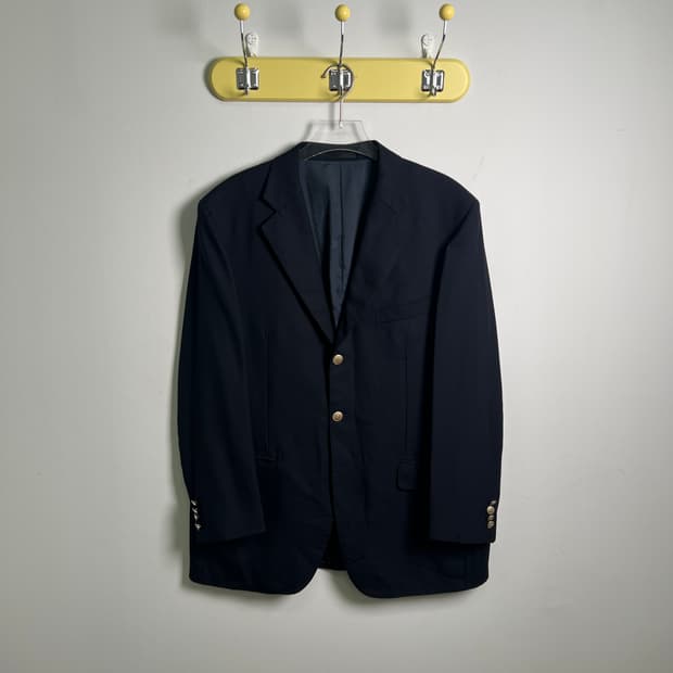 버버리 블랙 울 캐시미어 금장 싱글 블레이저 