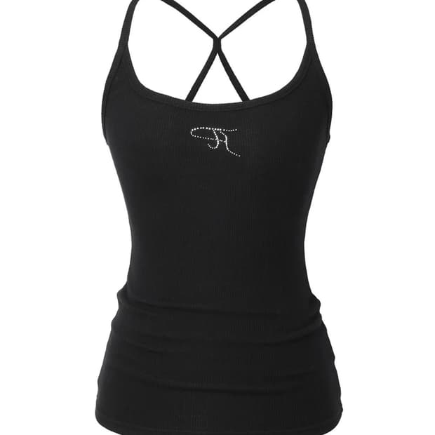 새상품) 쓰리타임즈 쥬얼 크로스 백 탱크탑 블랙 쓰리타임즈 탱크탑