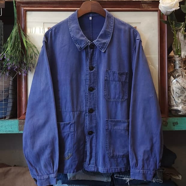 빈티지 프렌치 워크자켓 52 퍼플 블루 L