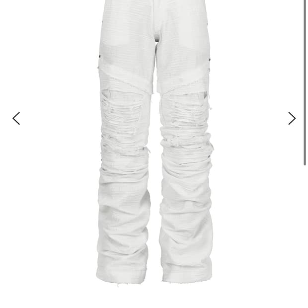 LECYTO 디스트레스드 화이트 크랙 팬츠