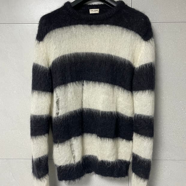생로랑 aw18 모헤어 스트라이프 스웨터