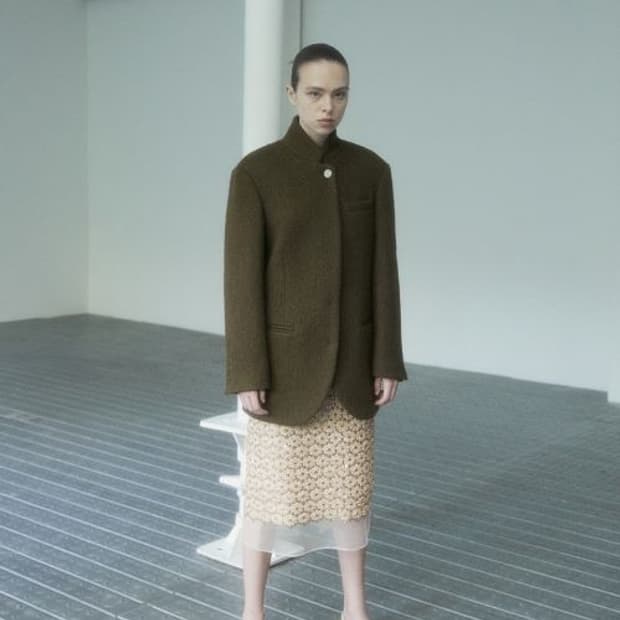 페이스넌 facenone 부클 하이넥 코트 옐로우 울 + 알파카 혼방