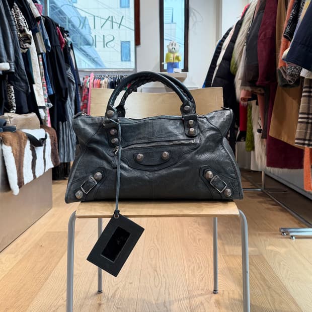 발렌시아가 그린 워크 모터백 토트백