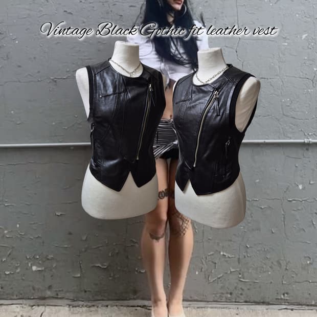 Vintage Black Gothic fit leather vest