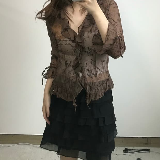 빈티지 패턴 블라우스 자켓