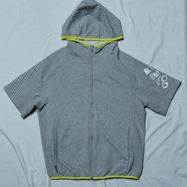 [L] 아디다스 클라이마라이트 반팔 후드 집업 (그레이/네온)