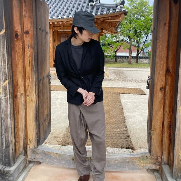 캐서린 햄넷 런던 린넨 테일러드 자켓