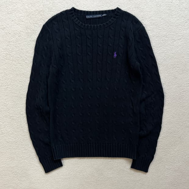 폴로 블랙 케이블 니트