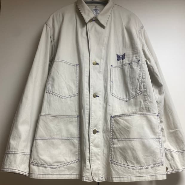 니들스 x Smith’s 워크 자켓 퍼플 스티치 아이보리