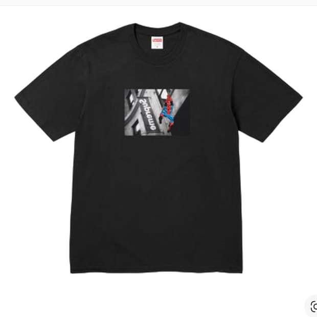 [XXL]슈프림 x 스파이더맨 티셔츠 블랙 - 26SS