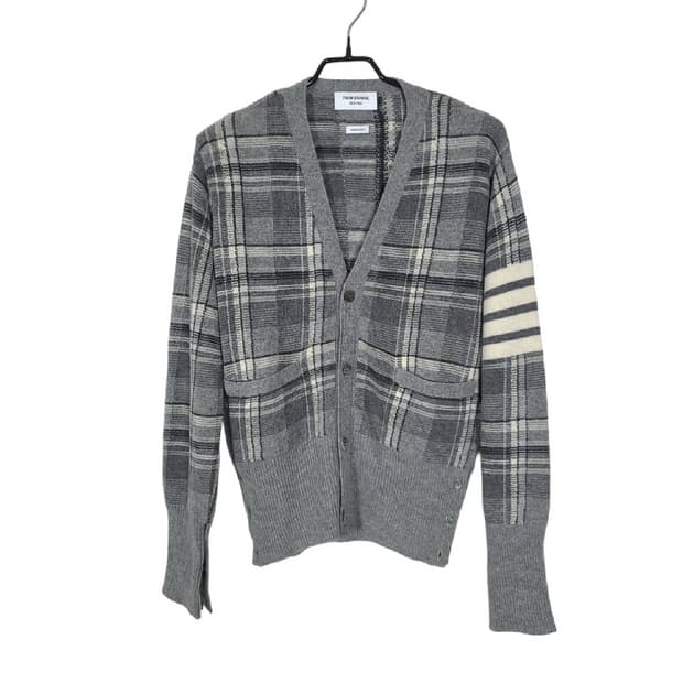 톰브라운 4바 타탄체크 울가디건