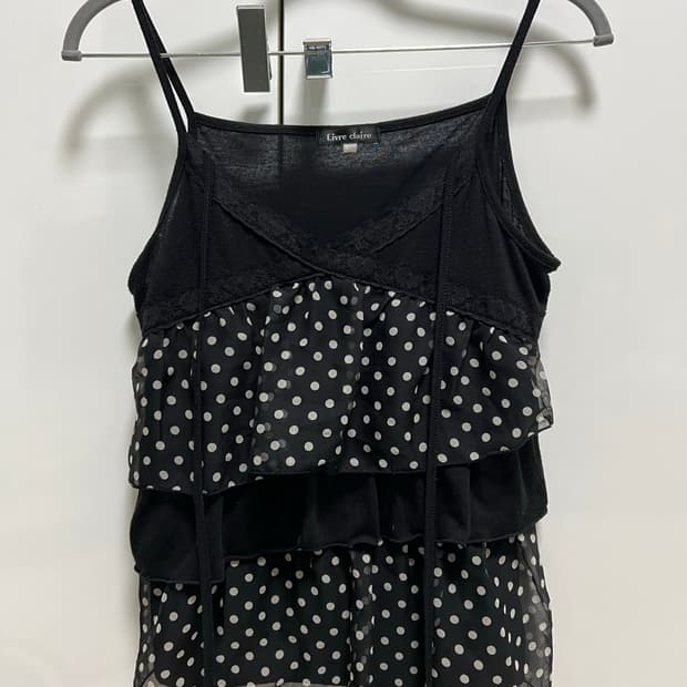 아케호무666 갸루 빈티지 도트 레이스 나시 