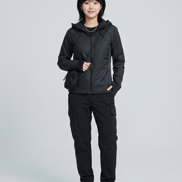 블랙야크(BLACKYAK) 후드 경량 패딩 자켓 블랙