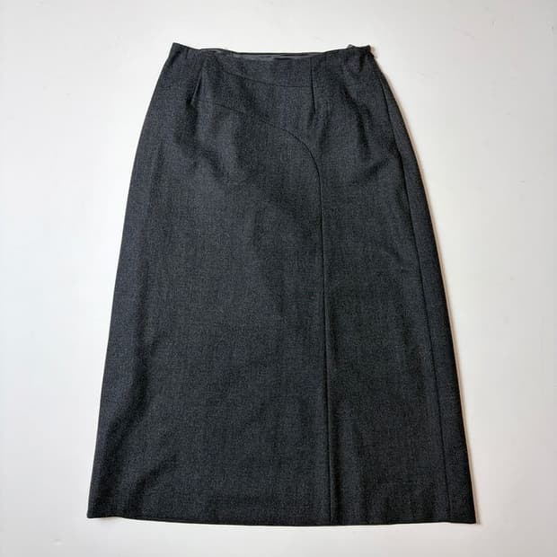 질샌더 울 블렌드 미니멀 랩 디테일 스커트 PN9427