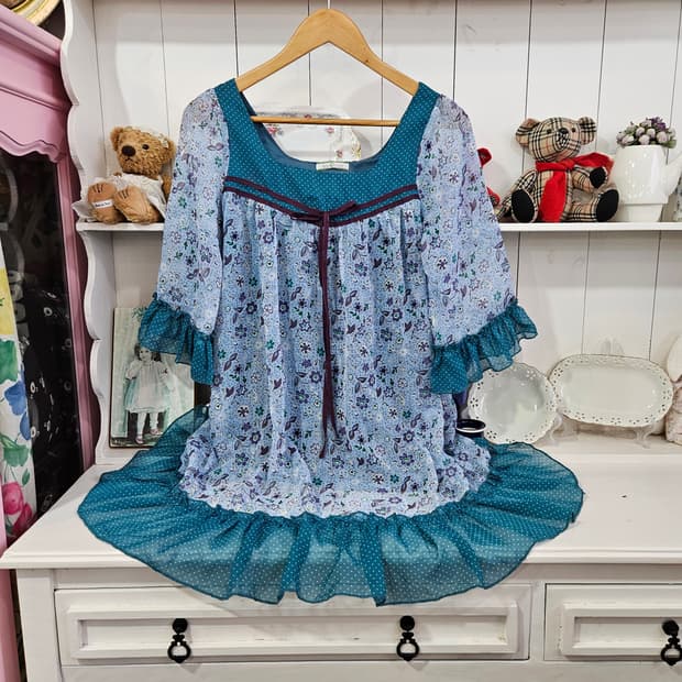 플라워 쉬폰 프릴 원피스