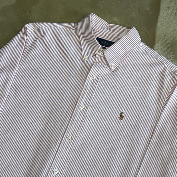 L 폴로랄프로렌 클래식핏 핑크 스트라이프 셔츠