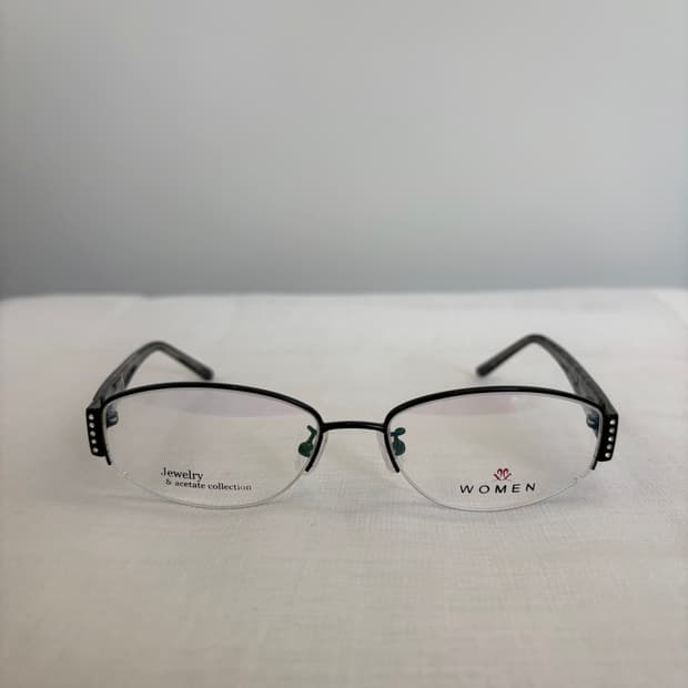 VENETIAN 블랙 큐빅 반무테 빈티지안경