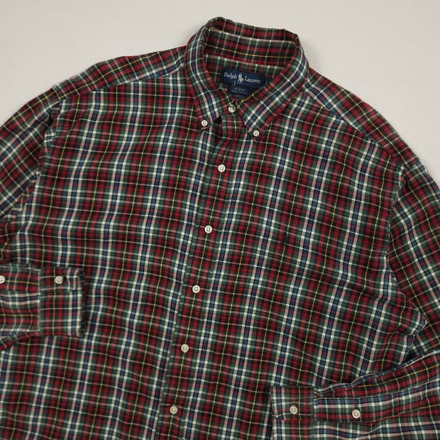 XL(105) 폴로랄프로렌 크리스마스 타탄체크셔츠