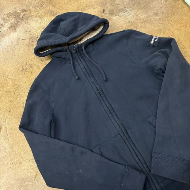 아베크롬비 네이비 양털 후드집업